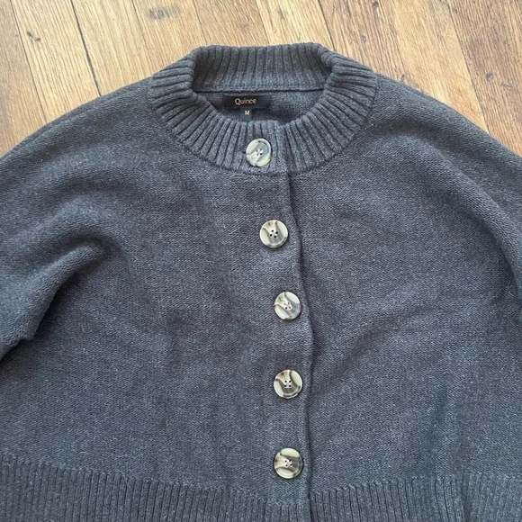 Quince Cropped Cardigan, Charcoal, Size M - Picture 2 of 4